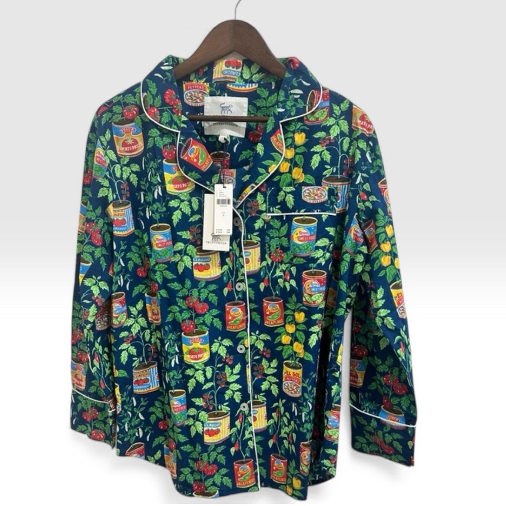 Printfresh x Anthropologie NWT Pajama Top S Tomato Print Organic Cotton - Picture 3 of 5